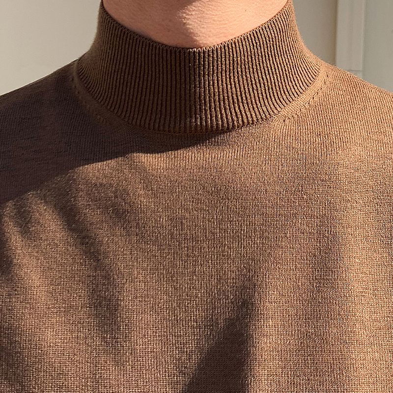 Turtleneck Sweater Men - เสื้อสเวตเตอร์คอเต่าครึ่งตัวสําหรับผู้ชาย เสื้อสเวตเตอร์ถักแขนยาวสไตล์เกาหลีอินเทรนด์พร้อมเสื้อเชิ้ต Bottoming ลําลองสไตล์ฮ่องกง