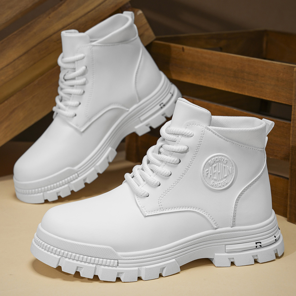 Fashion Men'S Boots - รองเท้าบูทมอเตอร์ไซค์สีขาวสำหรับผู้ชาย แฟชั่นทุกฤดู เหมาะสำหรับฤดูใบไม้ร่วง ฤดูหนาว เดินป่า ปีนเขา