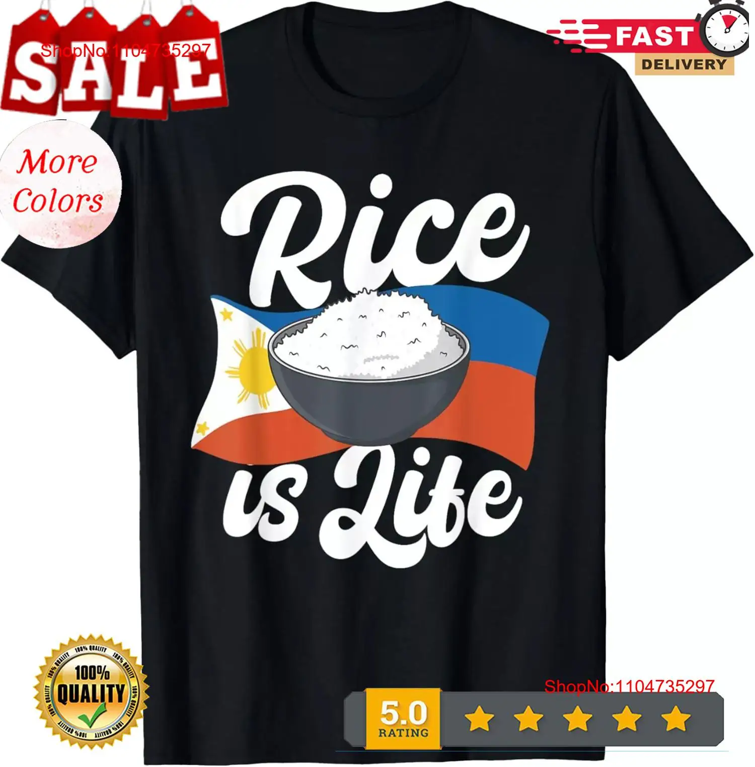 Men'S Fashion Philippines - ข้าวคือชีวิตอาหารฟิลิปปินส์ Proud ธงฟิลิปปินส์ T เสื้อ vintage