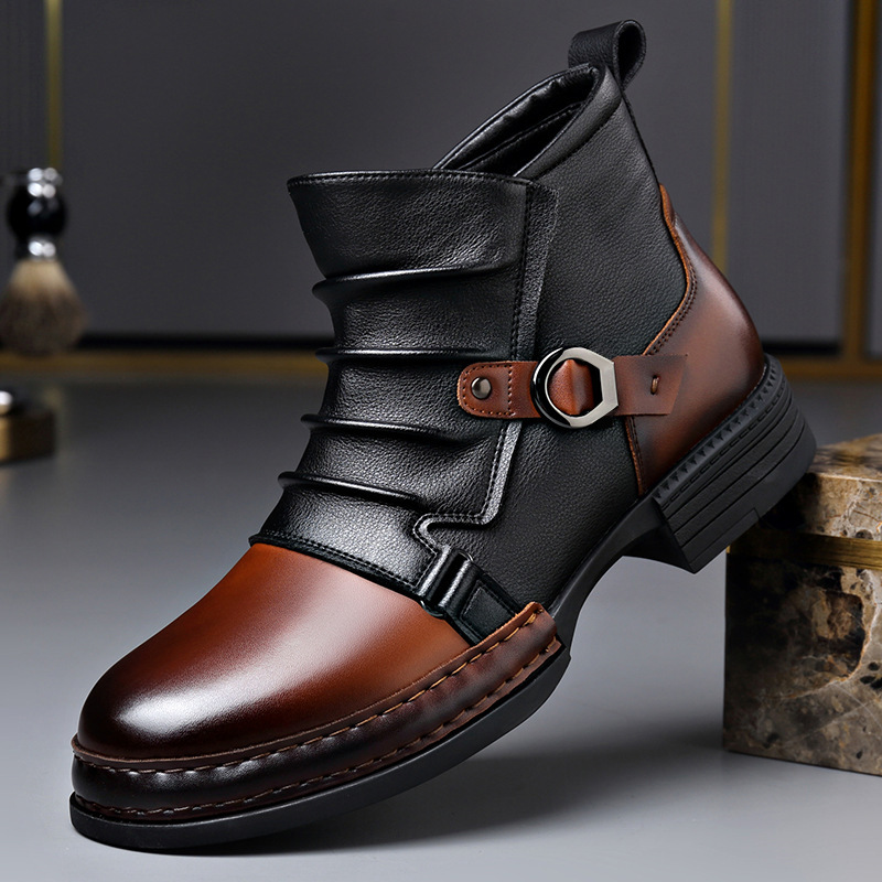 Fashion Men'S Boots - รองเท้าบูทข้อสั้นสไตล์เรโทรสำหรับผู้ชาย ฤดูใบไม้ร่วง-ฤดูหนาว แฟชั่นลำลอง พร้อมซิป รองเท้าบูทมอเตอร์ไซค์ ดีไซน์ใหม่