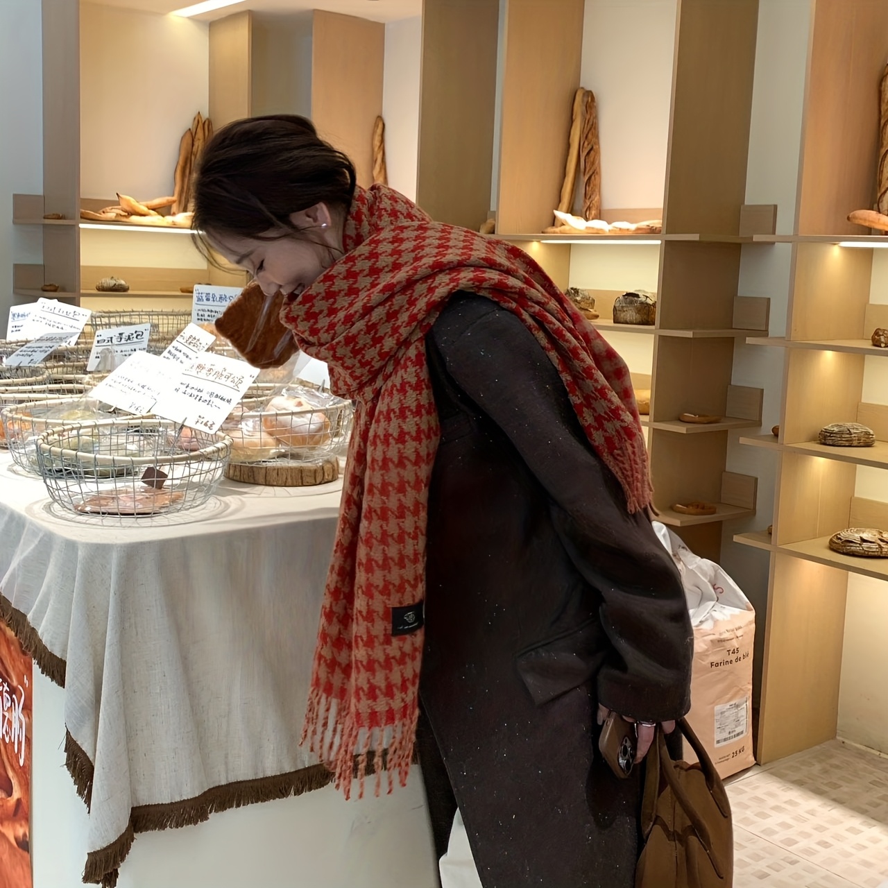 Men Scarf Wool - ผ้าพันคอขนสัตว์ FANGSIGE รุ่น Exquisite Hundred Tower