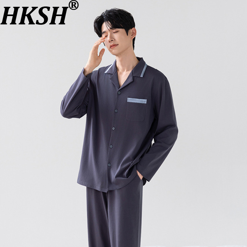Mens Fashion Style - ชุดเสื้อผ้าลำลองผ้าใยไผ่ผสมฝ้าย แขนยาว กางเกงขายาว สำหรับผู้ชายและผู้หญิง สไตล์เกาหลี แฟชั่นอินเทรนด์
