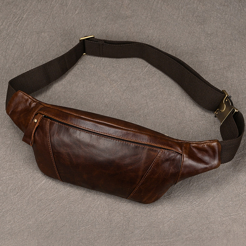 Belt Mens Fashion - ผู้ชายหนังกระเป๋าCrossbodyไหล่กระเป๋าสําหรับชายหนังเอวกระเป๋าสําหรับกีฬากลางแจ้งเข็มขัดกระเป๋าขนาดเล็ก