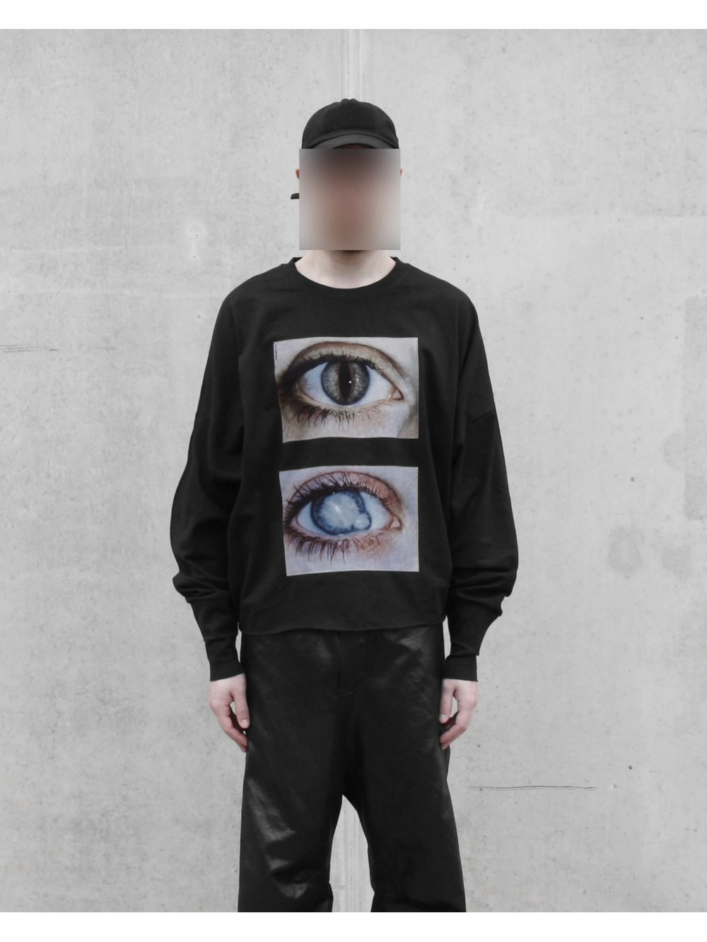 Mens Fashion Style - เสื้อท็อปอเนกประสงค์แขนยาวพิมพ์ลายตาคู่สไตล์ดาร์กกอธิคสมจริง ปี 2026 แฟชั่นแนวพังก์สตรีทเทรนด์ Y2K สไตล์ดีแคดเอนท์