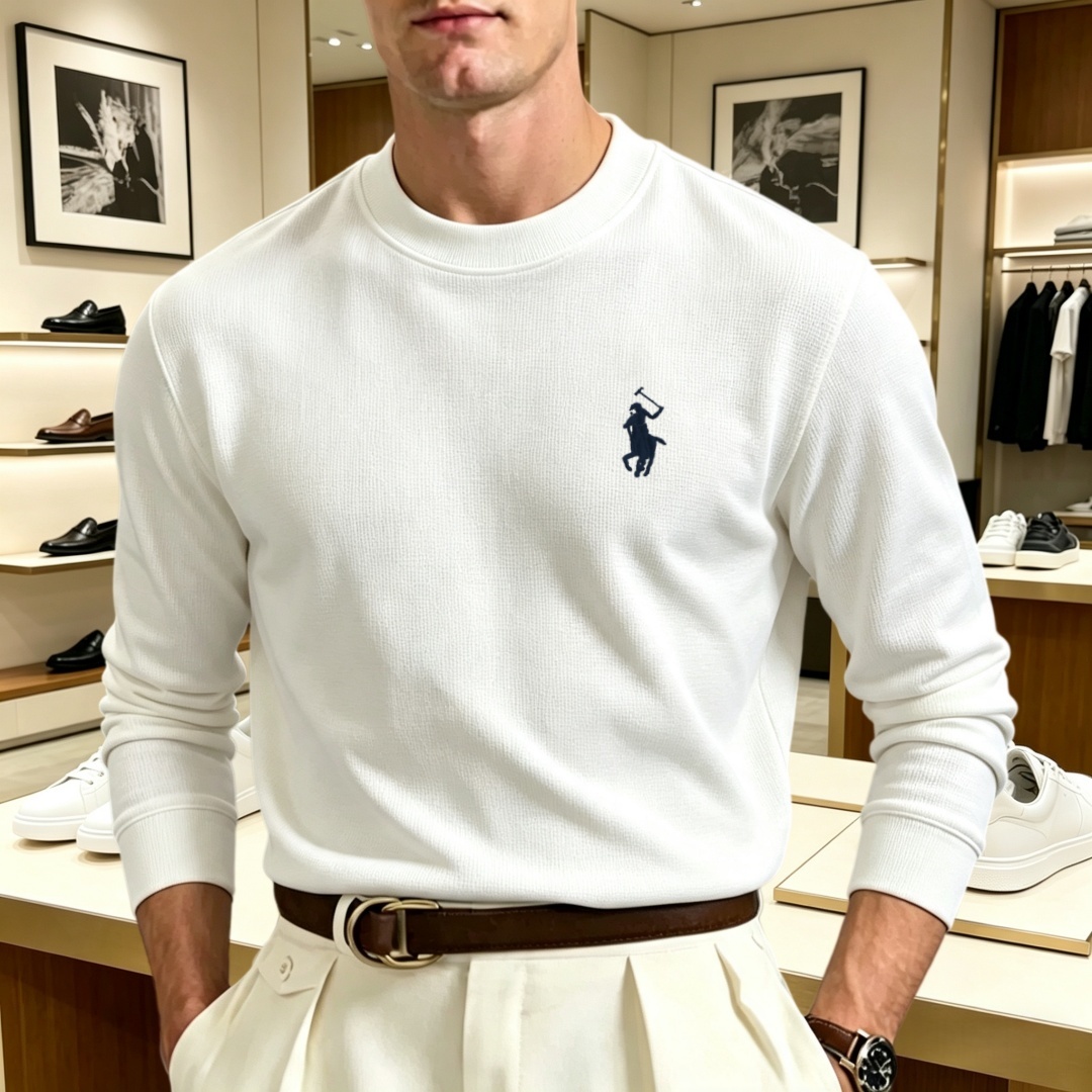 Men'S Fashion T Shirts - เสื้อยืดคอกลมแขนยาวผู้ชายแบรนด์หรูผ้าฝ้ายเนื้อนุ่ม แฟชั่นฤดูใบไม้ร่วง ปักลาย สไตล์เกาหลี ทรงหลวม เสื้อสเวตเตอร์ลำลอง