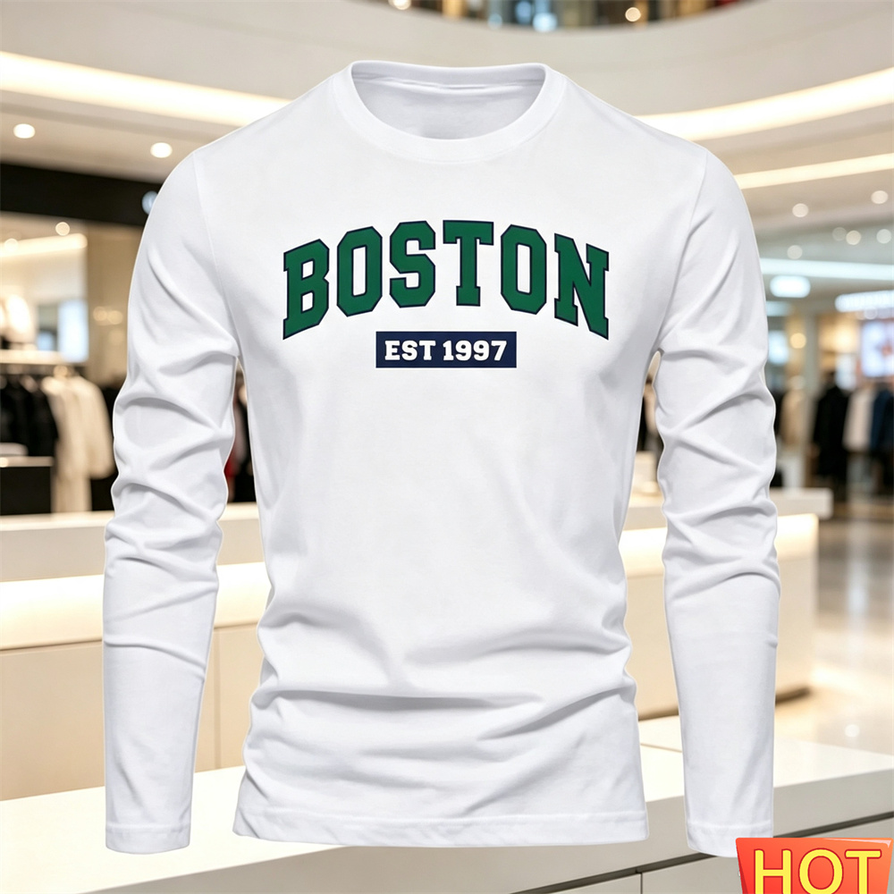 Mens Fashion Ideas - เสื้อยืดแขนยาวผู้ชายลายตัวอักษร คอกลม เสื้อยืดอเนกประสงค์ แฟชั่นผู้ชายสไตล์ Y2K เสื้อทรงหลวม