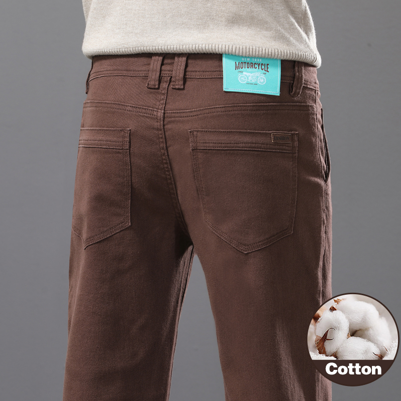 Mens Fashion Dark Grey Pants - กางเกงยีนส์ผู้ชายทรงตรงผ้าฝ้ายยืดหยุ่นสไตล์ลำลองสำหรับธุรกิจ นุ่มสบาย แฟชั่นเกาหลี สีคากีและสีเทาเข้ม