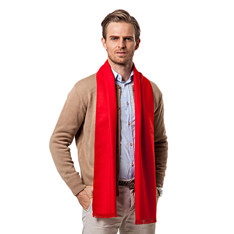 Men Scarf Wool - แฟชั่นฤดูหนาวสีทึบผู้ชายผ้าพันคอสีแดงแบรนด์หรู Designer สไตล์ขนสัตว์นุ่มผ้าพันคอผ้าพันคอผ้าพันคอ Cachecol Masculino Inverno