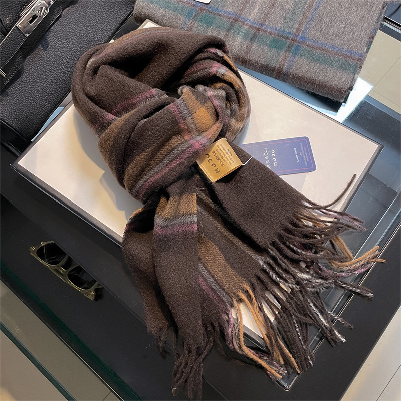 Men Scarf Wool - ผ้าพันคอผู้ชายขนสัตว์แท้ 100% คุณภาพสูง นุ่ม อุ่นสบาย ผ้าคลุมไหล่แคชเมียร์สำหรับผู้ชาย