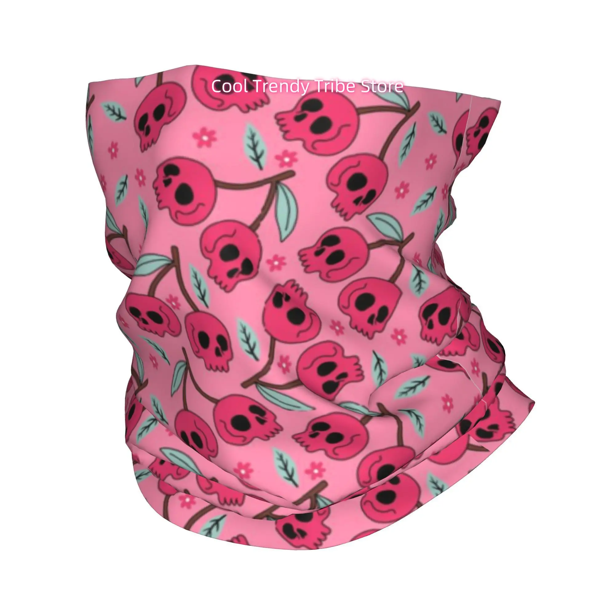 Men'S Fashion Head Scarf - ผ้าพันคอ/ผ้าโพกศีรษะลายเชอร์รี่สีชมพูสไตล์เก๋ไก๋ หวาน เท่ น่ารัก สำหรับผู้หญิง ลายดอกไม้สไตล์โบโฮ