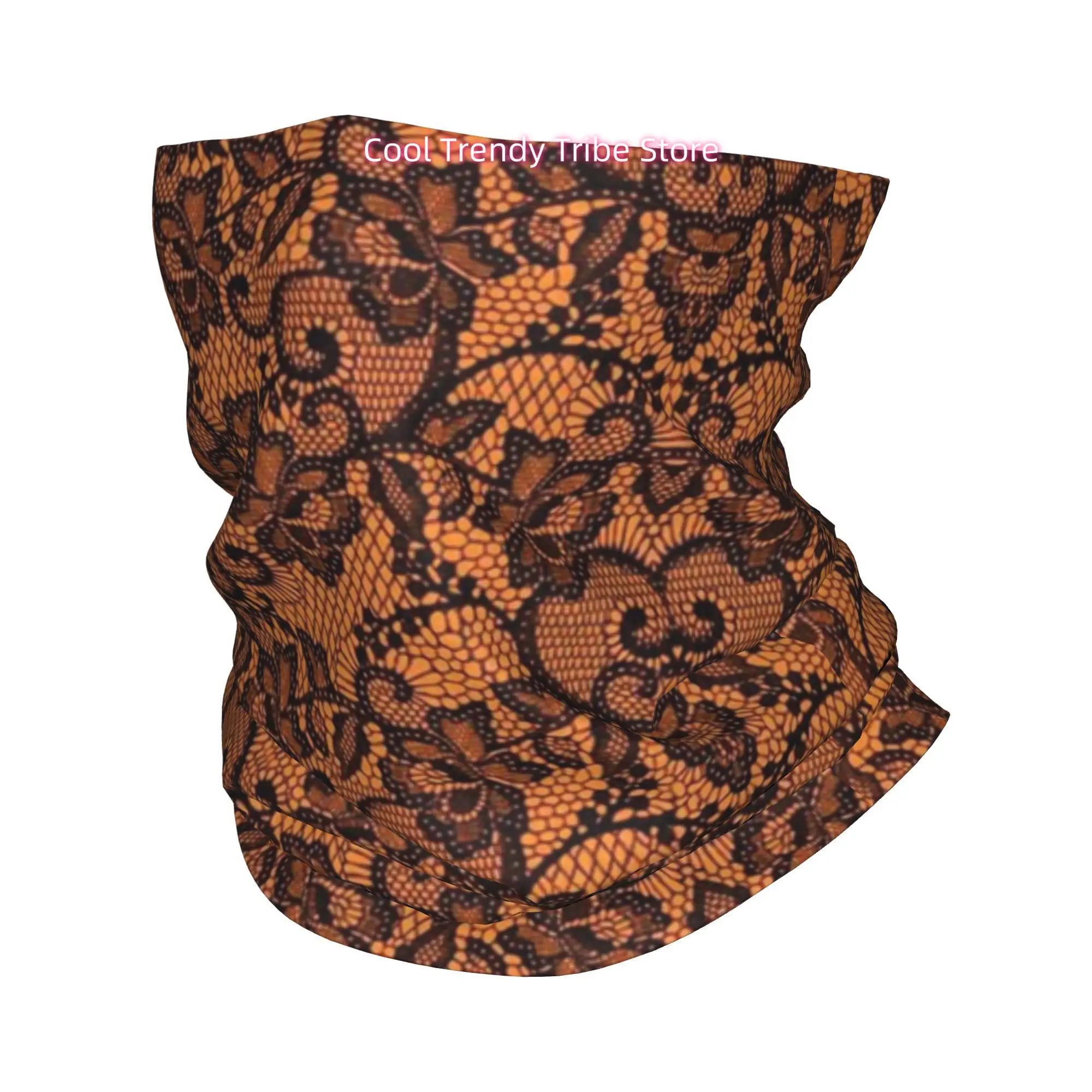 Men'S Fashion Head Scarf - ผ้าพันคอพิมพ์ลายดอกไม้ลูกไม้สีส้มดำสไตล์กอธิควินเทจ สำหรับผู้ชาย ผ้าคลุมศีรษะแฟชั่นสำหรับกิจกรรมกลางแจ้ง ของขวัญสุดเก๋