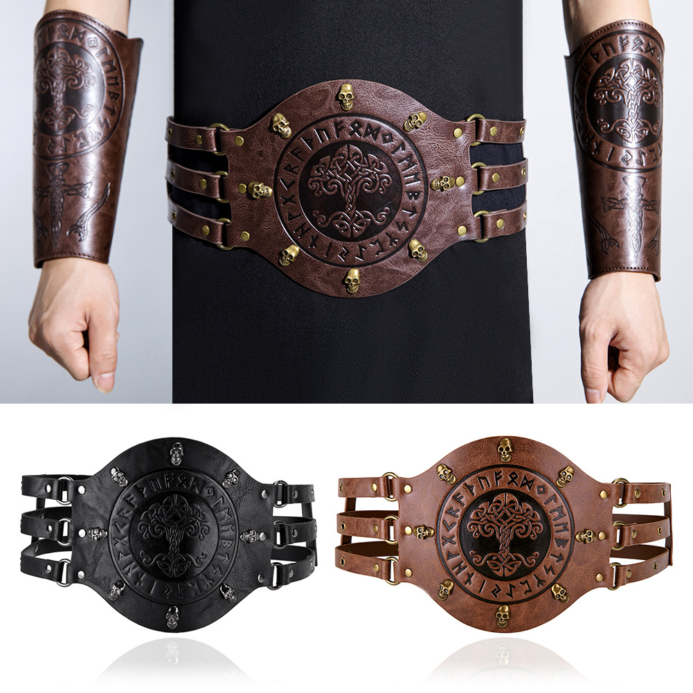 Belt Mens Fashion - เข็มขัดคอร์เซ็ทแบบกว้างสไตล์ยุคกลาง, ชุดนักรบไวกิ้ง, เครื่องประดับหนัง PU สำหรับผู้ชาย, เข็มขัดคาดเอว,
