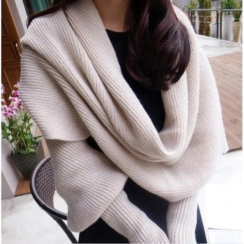 Men Scarf Wool - SupSindy ผ้าพันคอขนสัตว์ผู้หญิงสไตล์ยุโรปและอเมริกัน, ผ้าพันคอขนสัตว์สำหรับผู้ชายและผู้หญิงมีแขนถักผ้าพันคออบอุ่นหิมะหนา