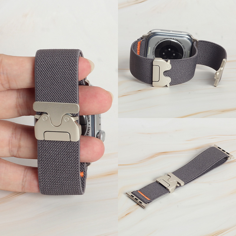Men'S Fashion Websites - สายรัดไนลอนยืดหยุ่นสีส้มแฟชั่นสำหรับ Apple Watch Series 11 10