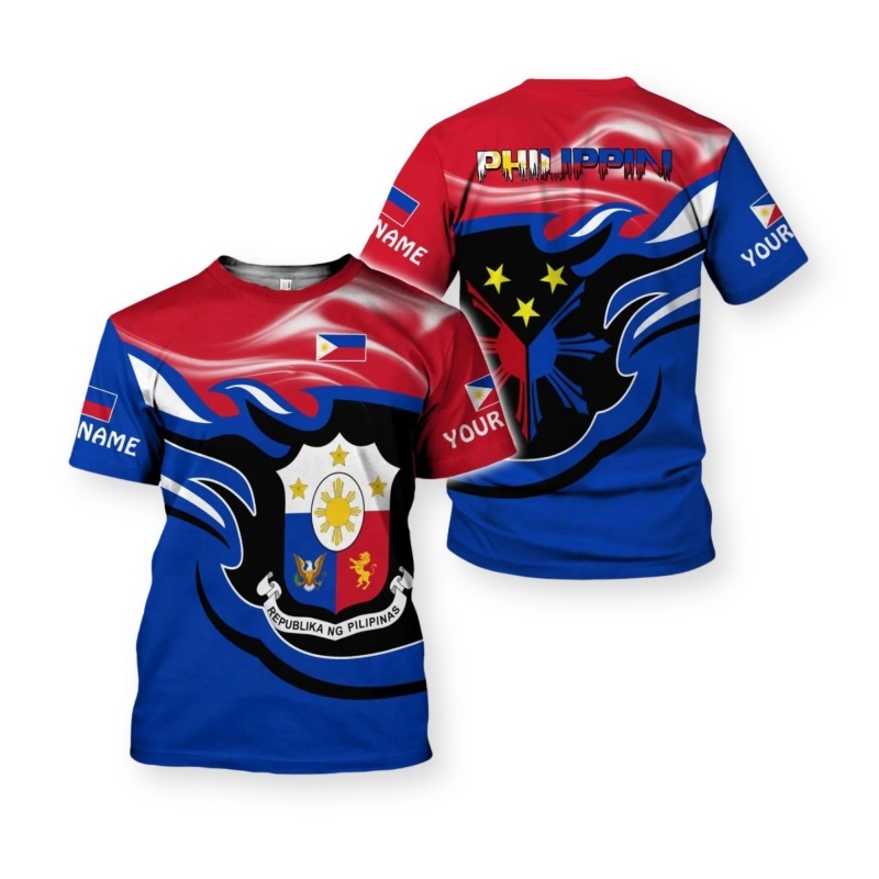 Men'S Fashion Philippines - 3D พิมพ์ลายธงชาติฟิลิปปินส์แบบกำหนดเองเสื้อยืดสำหรับผู้ชายรักชาติเสื้อยืดแฟชั่นฤดูร้อนคอกลมแขนสั้นเสื้อยืด