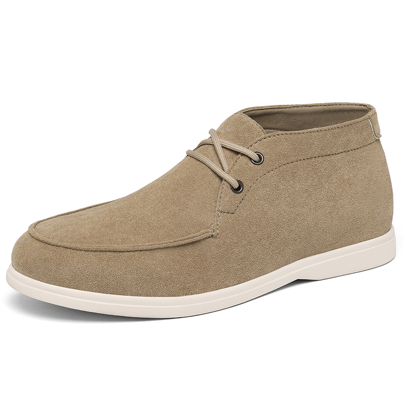 Fashion Men'S Boots - รองเท้าบูทชูคาหนังกลับสไตล์อังกฤษคลาสสิกสำหรับผู้ชาย รองเท้าบูทข้อเท้าลำลองพื้นสีขาว สีดำ และสีกากี
