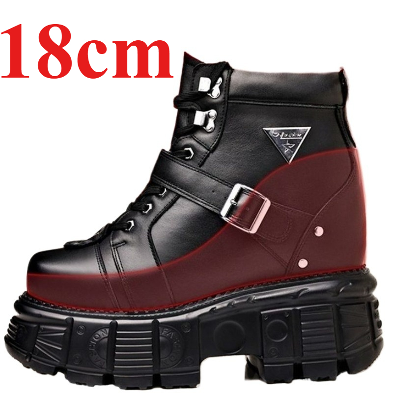 Fashion Men'S Boots - รองเท้าบูทหนังแท้สำหรับผู้ชาย รองเท้าเสริมส้น 18 ซม. สำหรับงานเลี้ยง พิธีกร