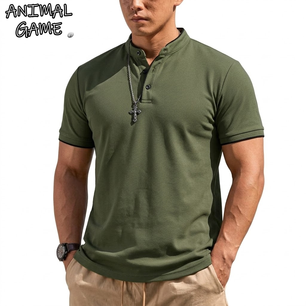 Men'S Fashion Polo - เสื้อเชิ้ตแขนสั้นทรงเฮนลีย์สำหรับผู้ชาย เสื้อโปโลติดกระดุม คอปกคลาสสิก เสื้อยืดสำหรับผู้ชาย เสื้อยืดเดินป่าระบายอากาศได้ดี เสื้อยืดออกกำลังกาย