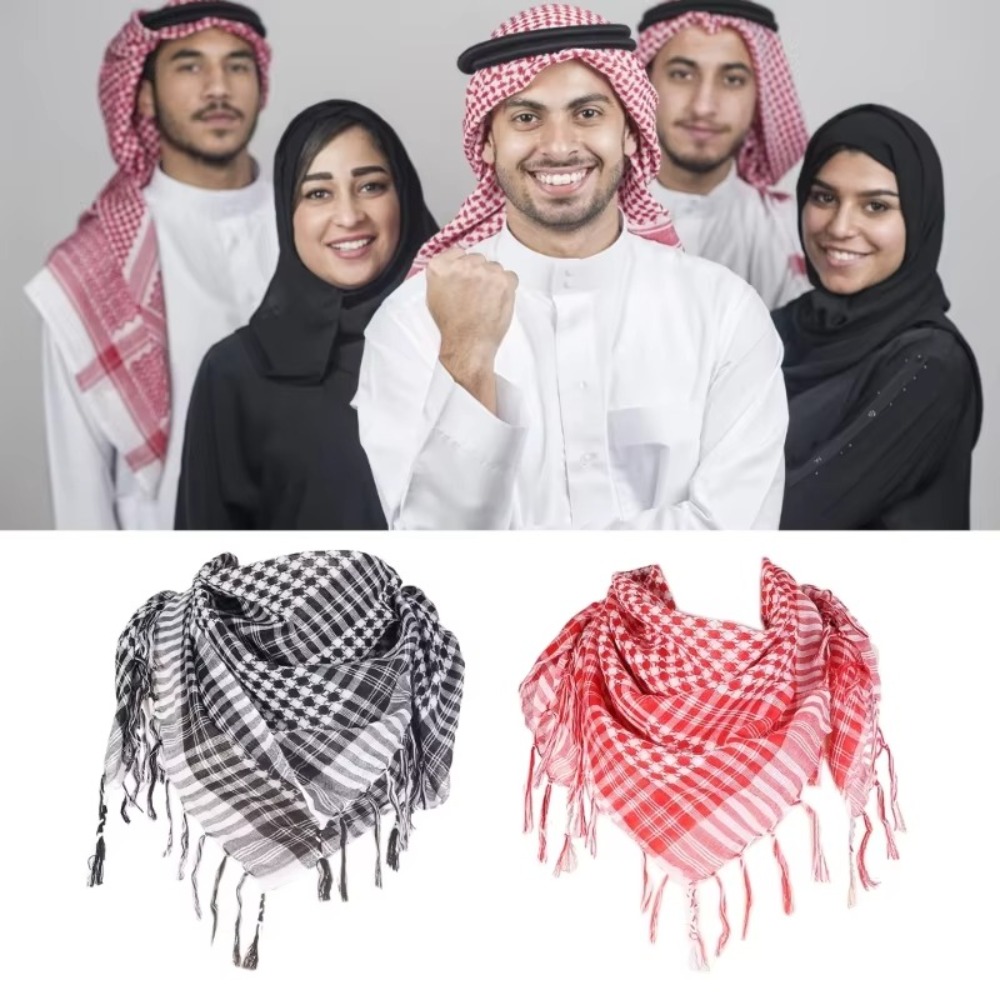 Men'S Fashion Head Scarf - อาหรับผ้าพันคอขนาดใหญ่อาหรับ Shemagh Headscarf กับพู่เครื่องแต่งกายคอผ้าพันคอผ้าพันคอผ้าพันคอ Keffiyeh สําหรับผู้ชายผู้หญิง