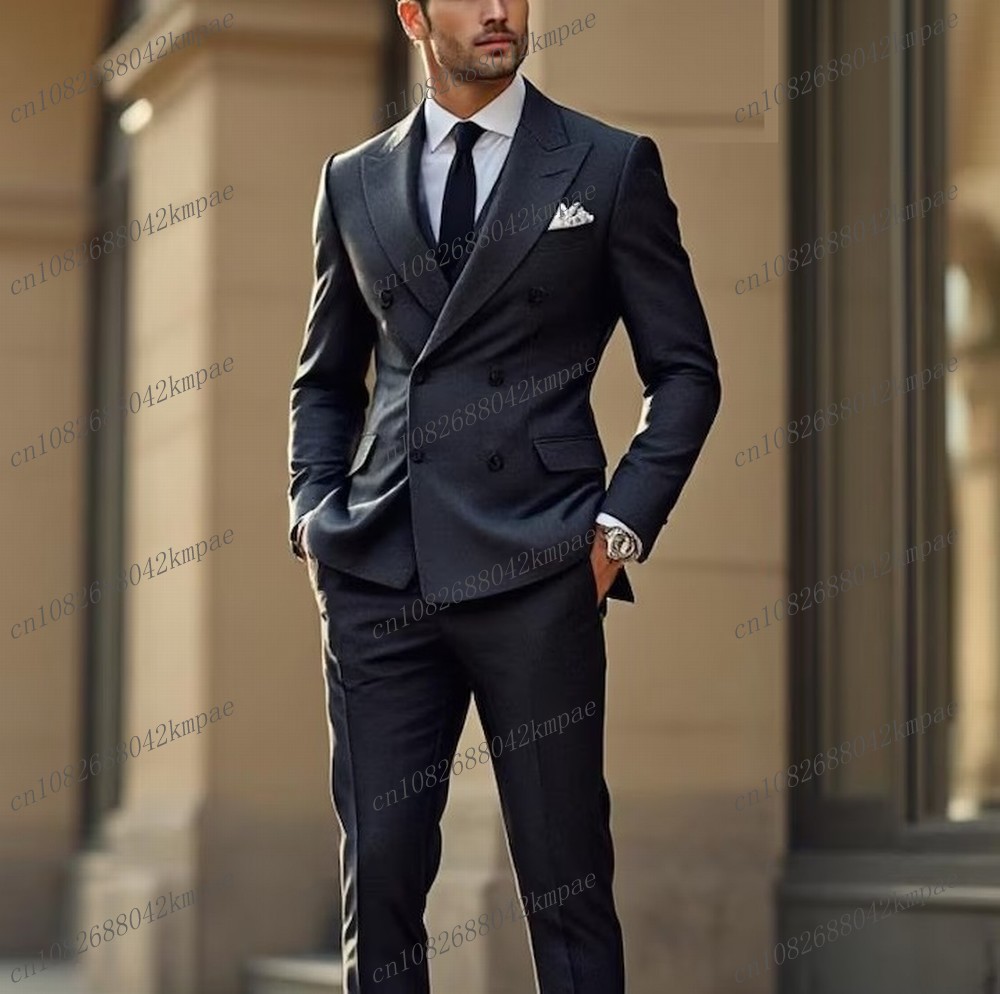 Mens Fashion Dark Grey Pants - ชุดสูทผู้ชายสีเทาเข้มสำหรับงานพิธีการ งานแต่งงาน งานพรอม งานธุรกิจ ชุดทักซิโด้ 2