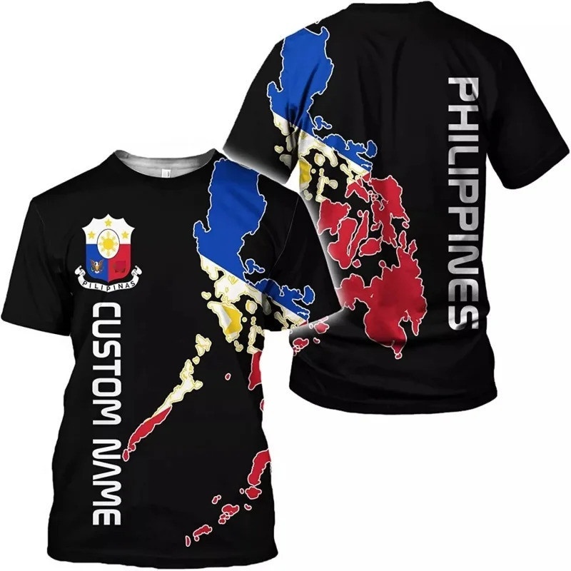 Men'S Fashion Philippines - 3D พิมพ์ลายธงชาติฟิลิปปินส์แบบกำหนดเองเสื้อยืดสำหรับผู้ชายรักชาติเสื้อยืดแฟชั่นฤดูร้อนคอกลมแขนสั้นเสื้อยืด