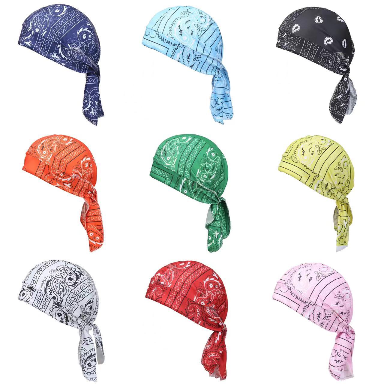 Men'S Fashion Head Scarf - ผ้าพันคอผู้ชาย ผ้าโพกศีรษะสำหรับปั่นจักรยาน ผ้าเช็ดหน้า ผ้าโพกศีรษะกลางแจ้ง หมวกโจรสลัด ผ้าพิมพ์ลายเพสลีย์หลากสี