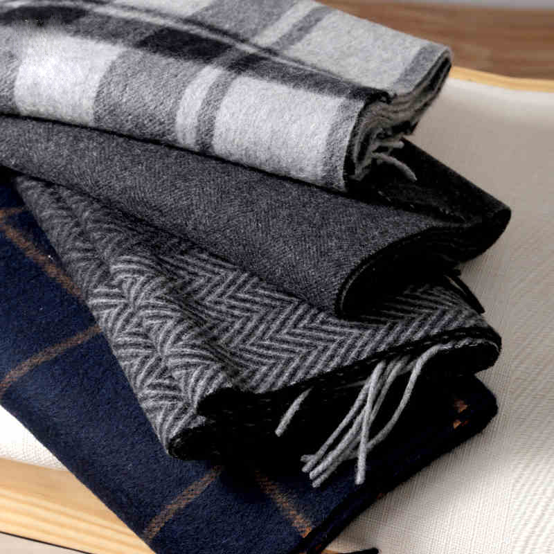 Men Scarf Wool - Pashmina ผ้าพันคอผู้ชายฤดูหนาวลายสก๊อตผ้าพันคอขนสัตว์หรูหราคลาสสิก WARM CASHMERE ฤดูหนาวผ้าพันคอสําหรับชายฤดูหนาวอุปกรณ์เสริม