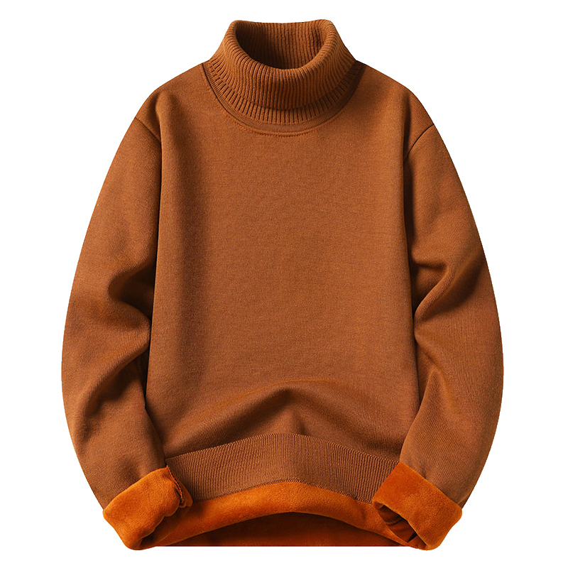 Turtleneck Sweater Men - เสื้อสเวตเตอร์คอเต่าผู้ชาย ผ้าฟลีซถัก สีพื้น ผ้ากำมะหยี่ ทรงเข้ารูป แบรนด์หรูหรา