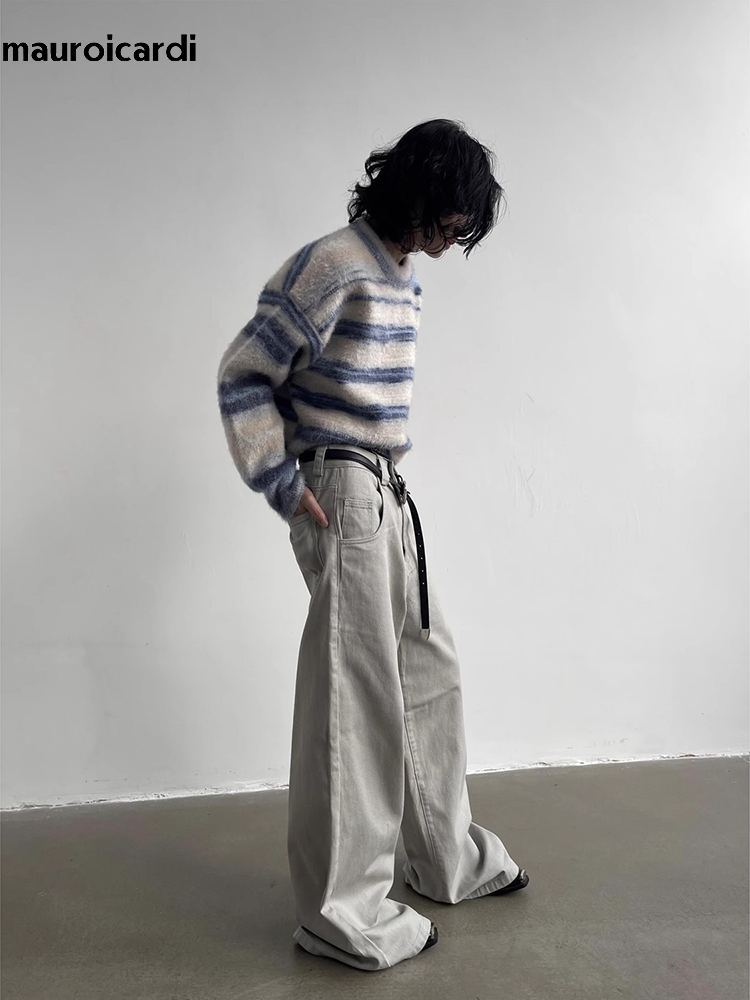 Mauroicardi กางเกงขาม้าทรงหลวม - Mens Fashion Dark Grey Pants บทวิจารณ์และราคา