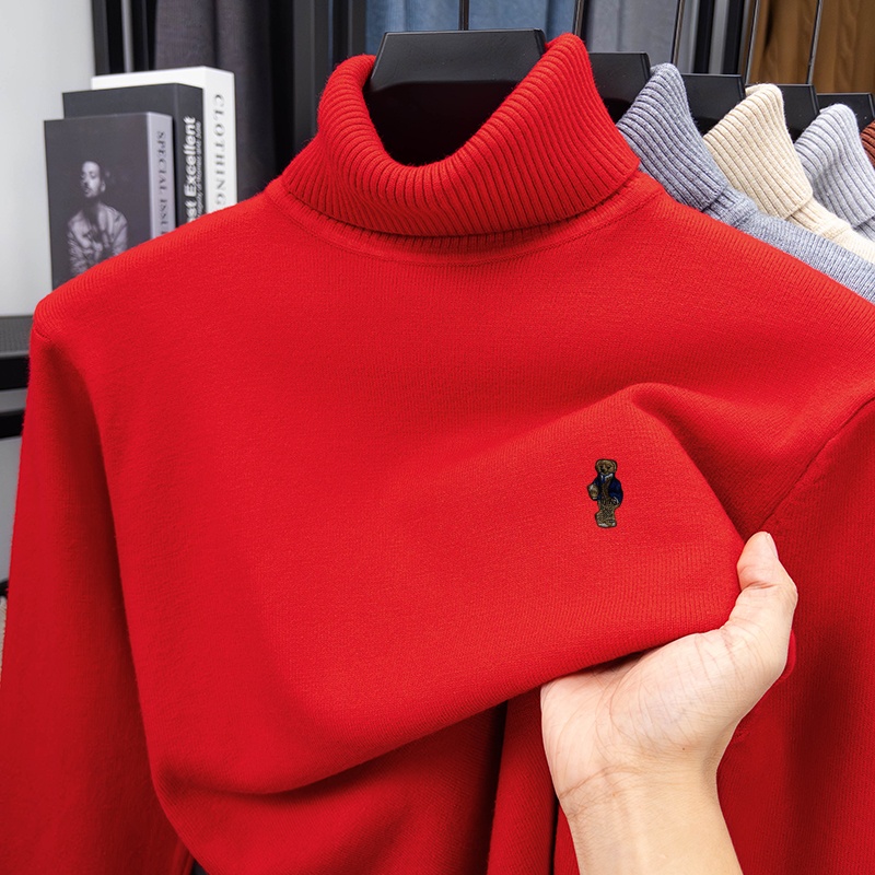 เสื้อสเวตเตอร์ถักแขนยาวผู้ชายแ - Turtleneck Sweater Men บทวิจารณ์และราคา