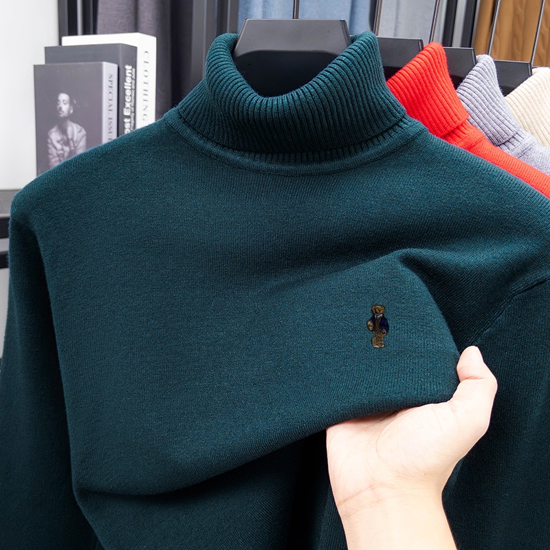 เสื้อสเวตเตอร์ถักแขนยาวผู้ชายแ - Turtleneck Sweater Men บทวิจารณ์และราคา
