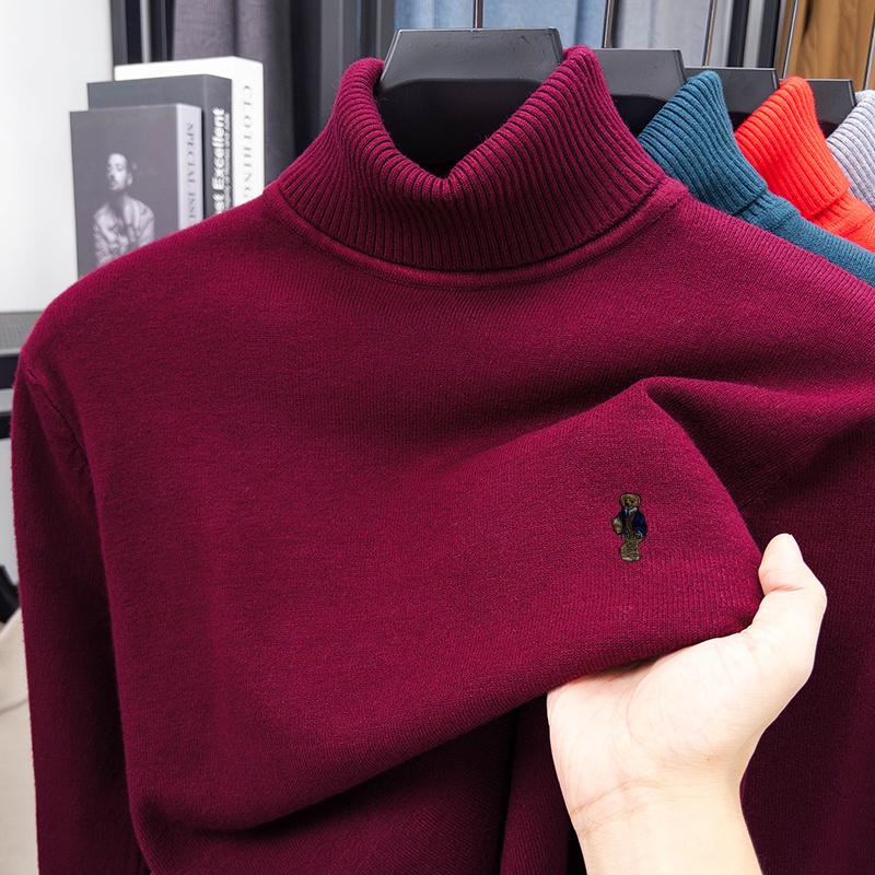 เสื้อสเวตเตอร์ถักแขนยาวผู้ชายแ - Turtleneck Sweater Men บทวิจารณ์และราคา