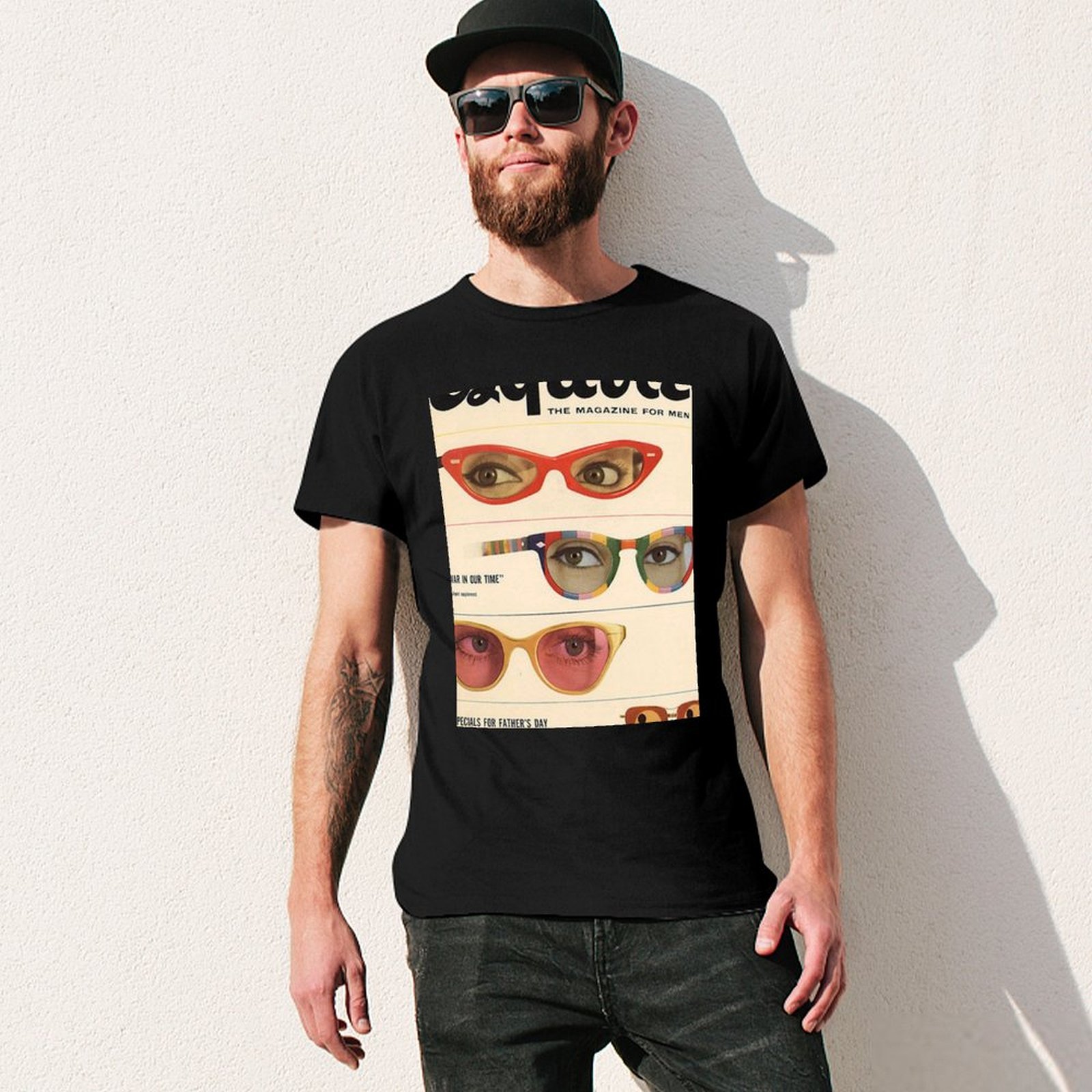 เสื้อยืดแฟชั่นเรโทรลายแว่นกันแ - Mens Fashion Magazines บทวิจารณ์และราคา