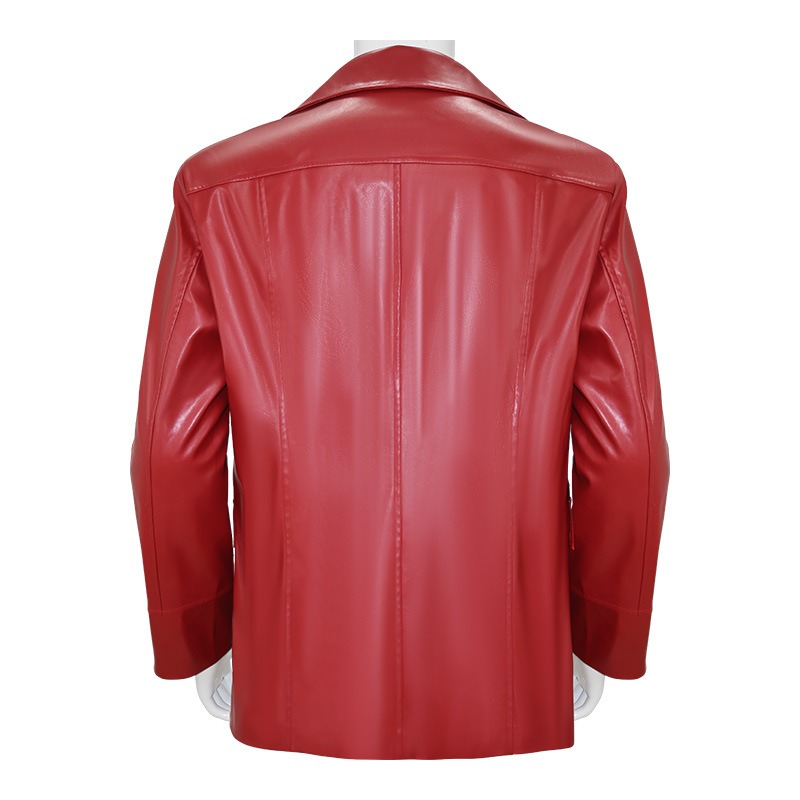 เสื้อแจ็คเก็ตหนังสีแดงสำหรับผู - Men Fashion Rave บทวิจารณ์และราคา