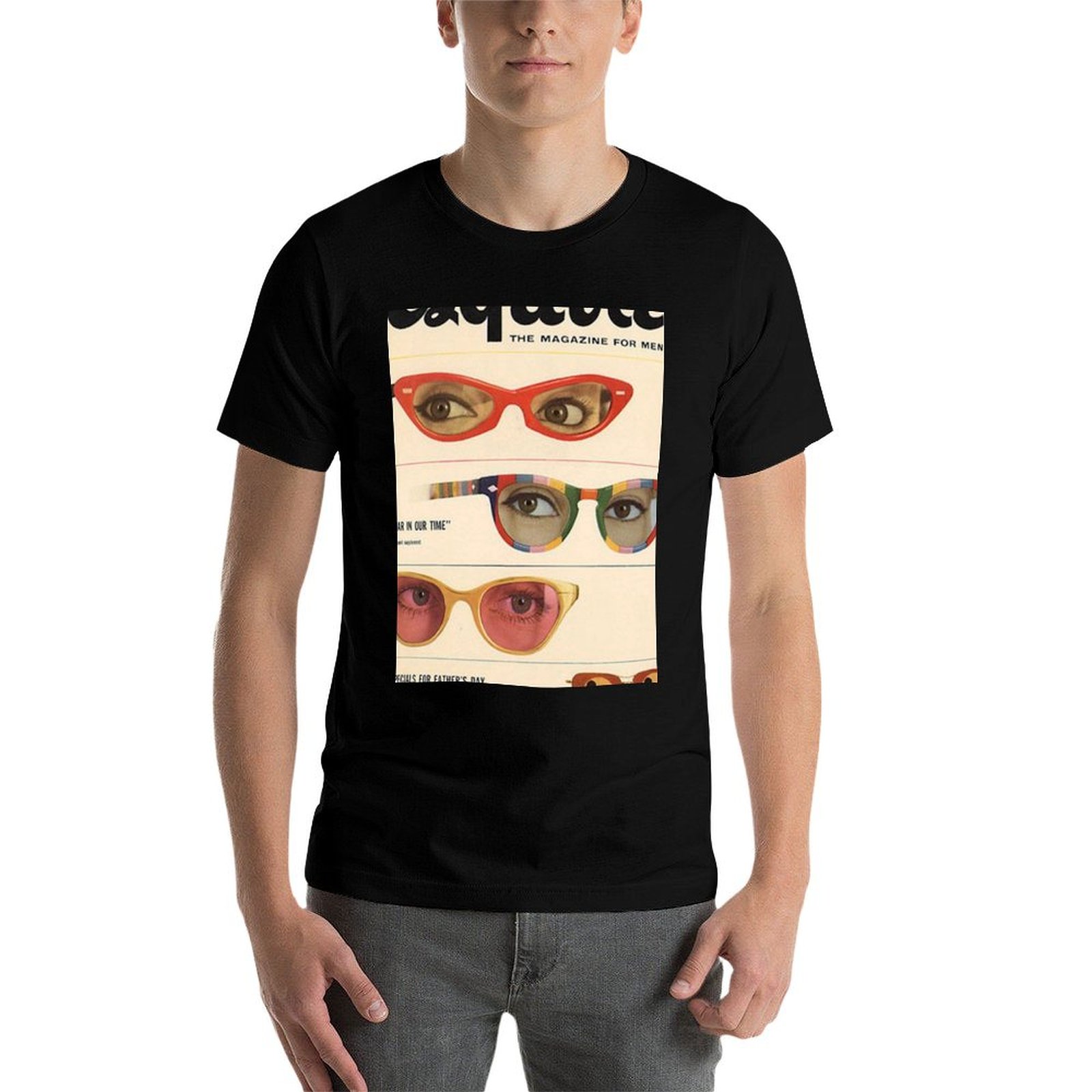 เสื้อยืดแฟชั่นเรโทรลายแว่นกันแ - Mens Fashion Magazines บทวิจารณ์และราคา