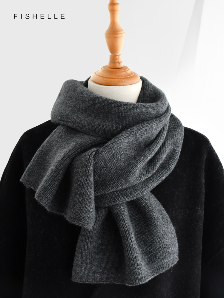 สีเทาสีทึบผ้าพันคอผ้าพันคอฤดูห - Men Scarf Wool บทวิจารณ์และราคา