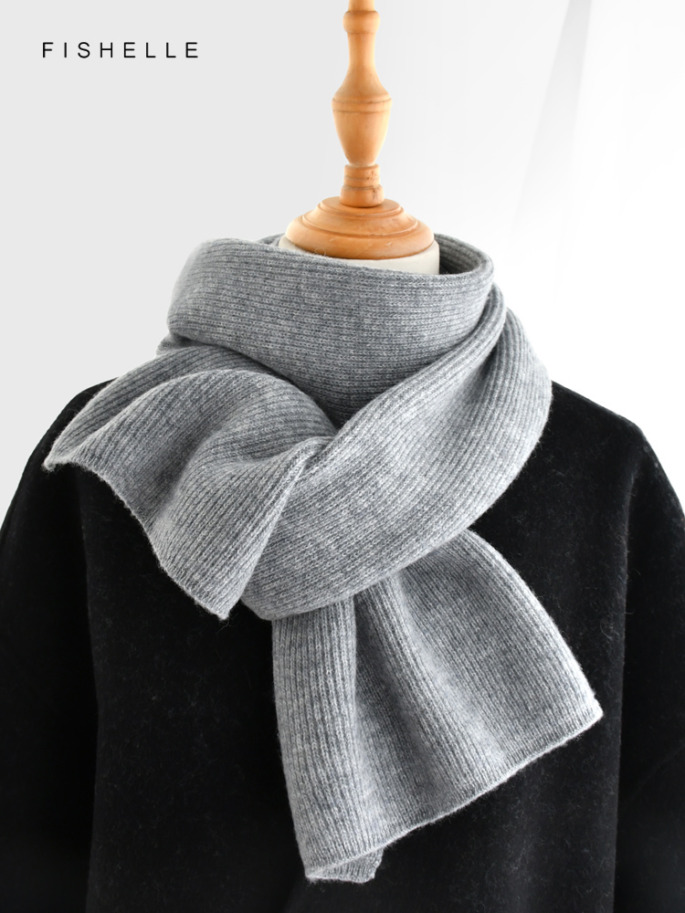 สีเทาสีทึบผ้าพันคอผ้าพันคอฤดูห - Men Scarf Wool บทวิจารณ์และราคา
