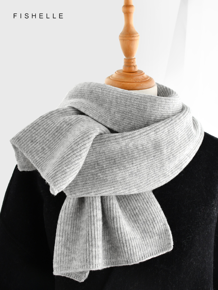 สีเทาสีทึบผ้าพันคอผ้าพันคอฤดูห - Men Scarf Wool บทวิจารณ์และราคา