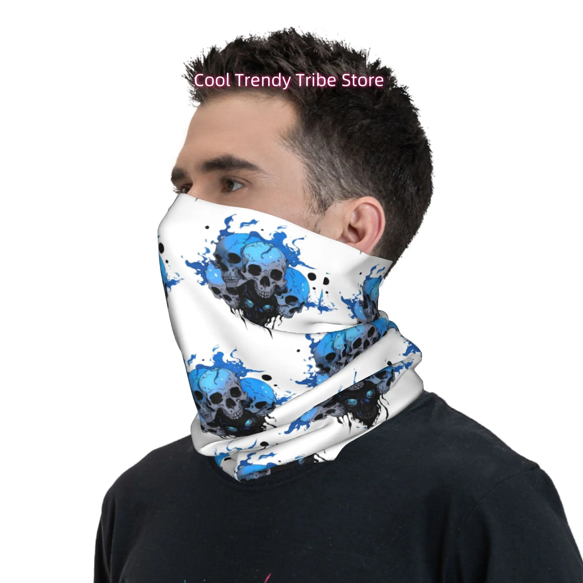 ผ้าพันคอพิมพ์ลายหัวกะโหลกเปลวไ - Men'S Fashion Head Scarf บทวิจารณ์และราคา