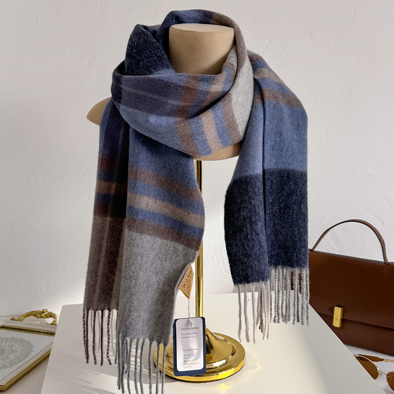ผ้าพันคอขนสัตว์ 100% ลายตารางส - Men Scarf Wool บทวิจารณ์และราคา