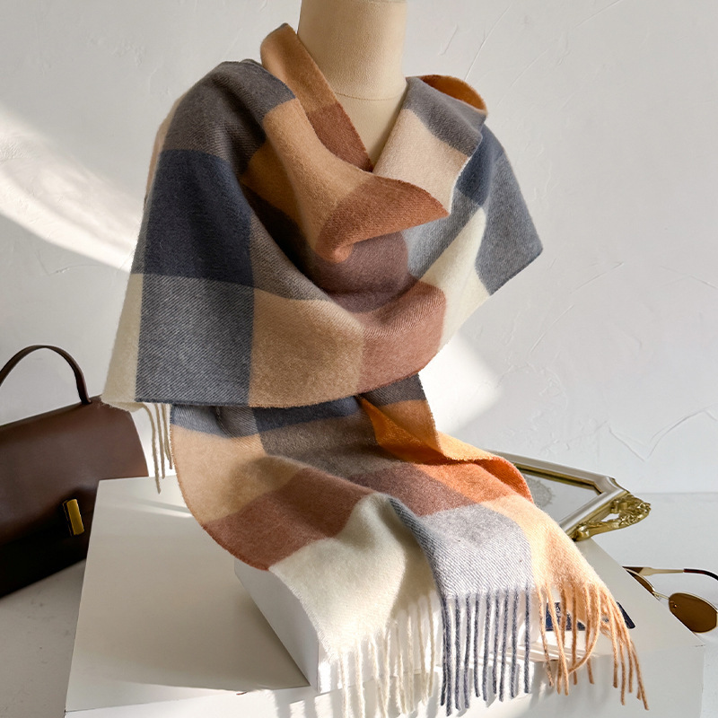ผ้าพันคอขนสัตว์ 100% ลายตารางส - Men Scarf Wool บทวิจารณ์และราคา