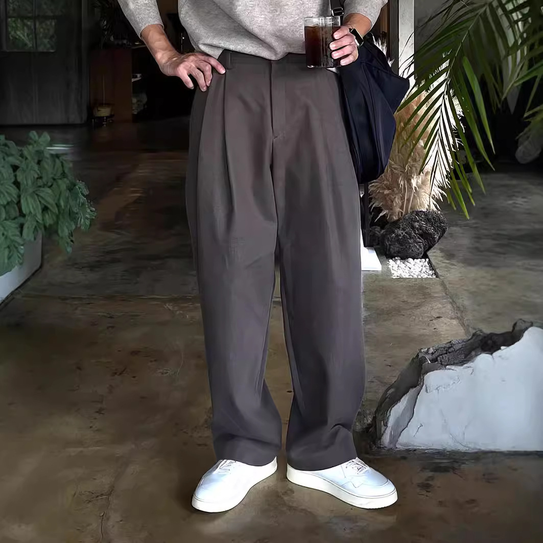 กางเกงสูทขายาวทรงตรงสีเทาเข้ม- - Mens Fashion Dark Grey Pants บทวิจารณ์และราคา
