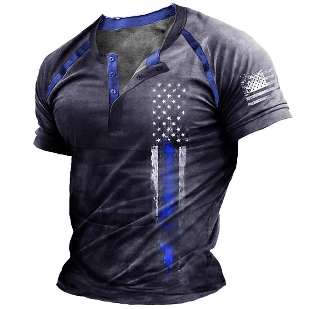 เสื้อเชิ้ตเฮนรี่พิมพ์ลายธงชาติ - Mens Fashion Ideas บทวิจารณ์และราคา
