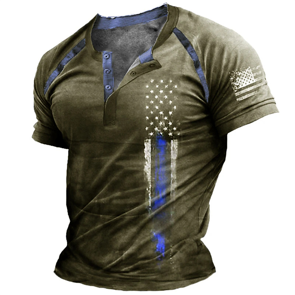 เสื้อเชิ้ตเฮนรี่พิมพ์ลายธงชาติ - Mens Fashion Ideas บทวิจารณ์และราคา