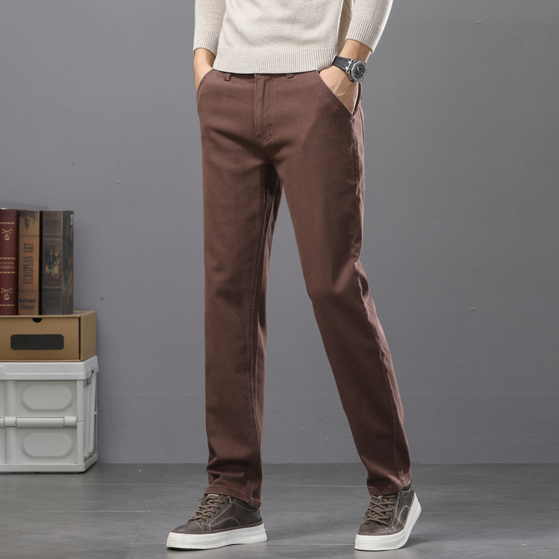 กางเกงยีนส์ผู้ชายทรงตรงผ้าฝ้าย - Mens Fashion Dark Grey Pants บทวิจารณ์และราคา