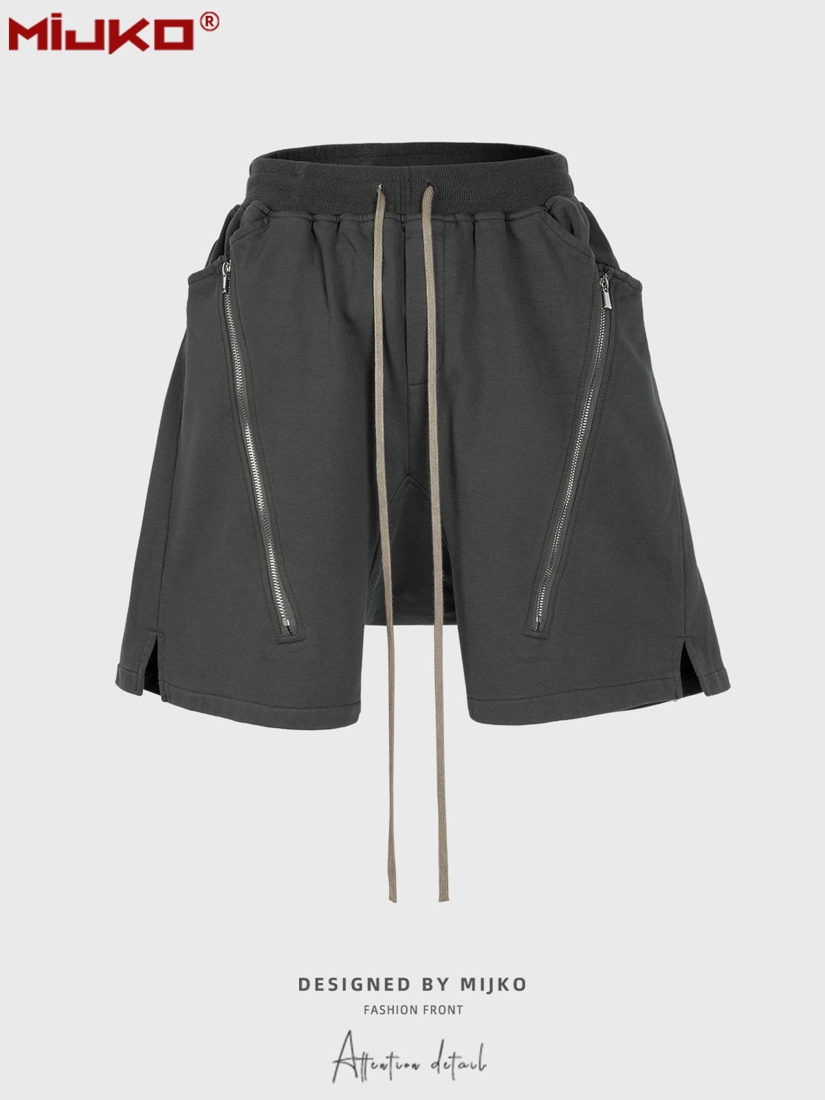 MIJKO กางเกงขาสั้นสีดำสีเทาเข้ - Mens Fashion Dark Grey Pants บทวิจารณ์และราคา