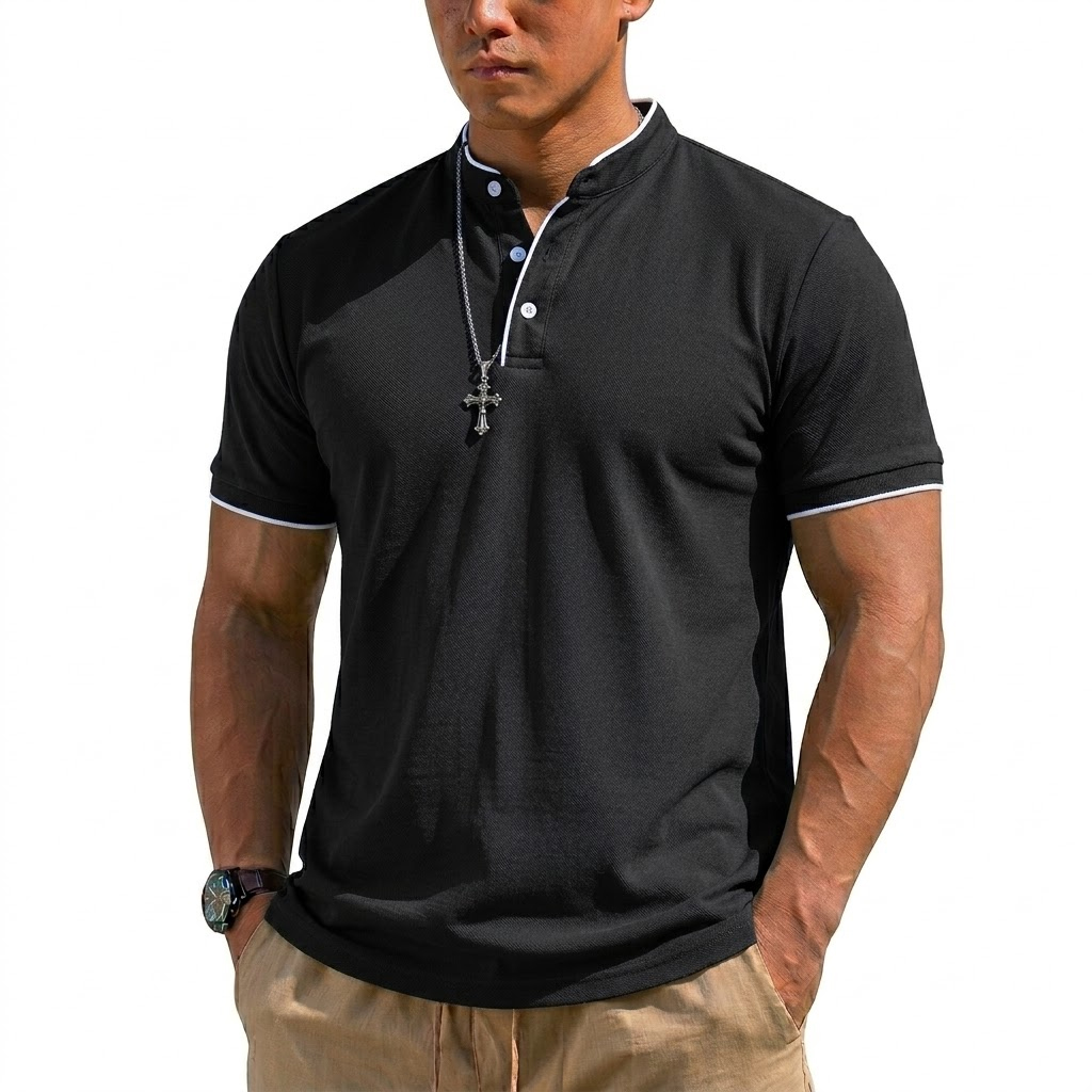 เสื้อเชิ้ตแขนสั้นทรงเฮนลีย์สำห - Men'S Fashion Polo บทวิจารณ์และราคา