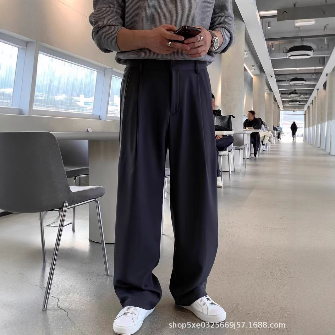 กางเกงสูทผู้ชายสไตล์ฝรั่งเศส ส - Mens Fashion Dark Grey Pants บทวิจารณ์และราคา