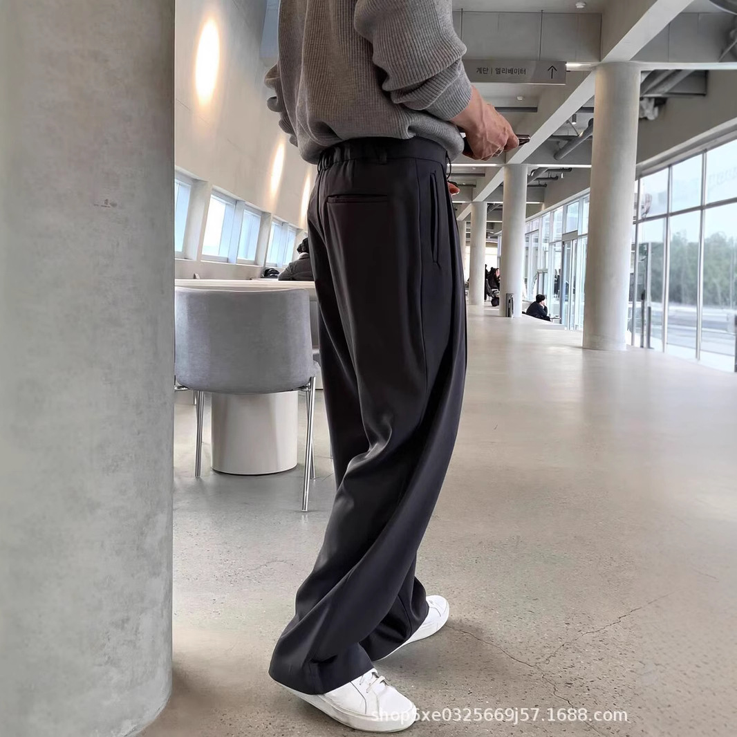 กางเกงสูทผู้ชายสไตล์ฝรั่งเศส ส - Mens Fashion Dark Grey Pants บทวิจารณ์และราคา