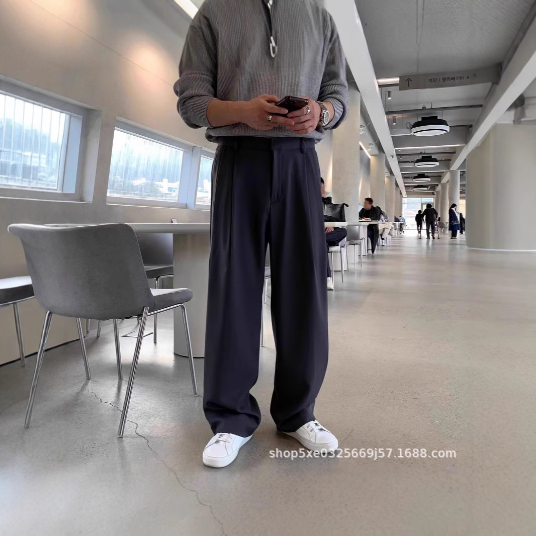 กางเกงสูทผู้ชายสไตล์ฝรั่งเศส ส - Mens Fashion Dark Grey Pants บทวิจารณ์และราคา
